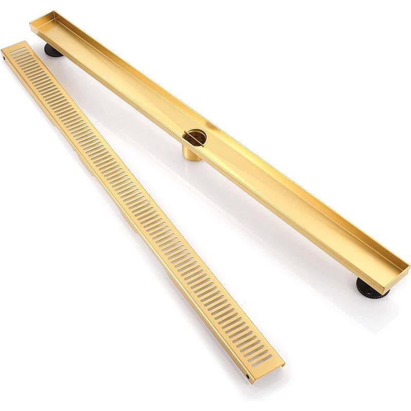BOANN 304 Stainless Steel Rectangular Linear Shower Floor Drain in Gold