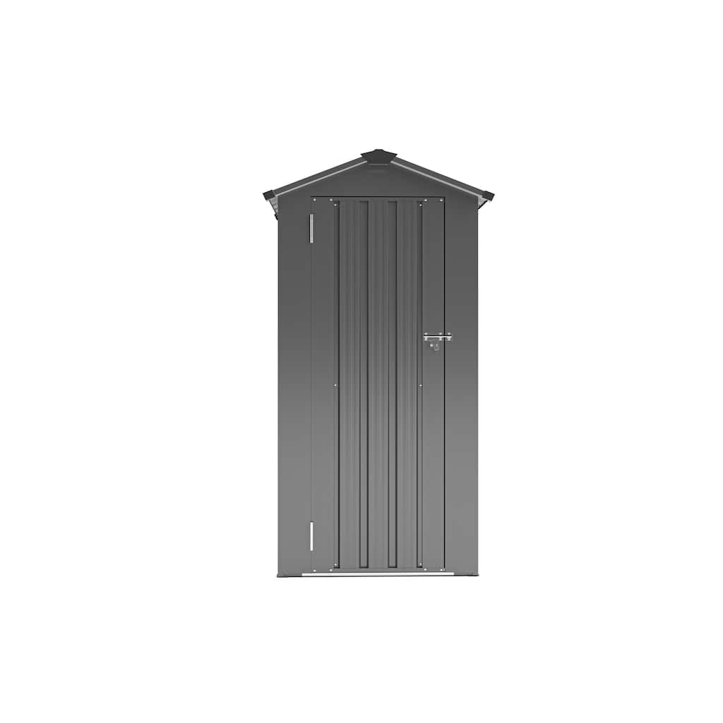 Black Metal Outdoor Garden Shed Storage Locker with Waterproof Roof and UV Protection - 29.52"W x 16.92"D x 69.68”H