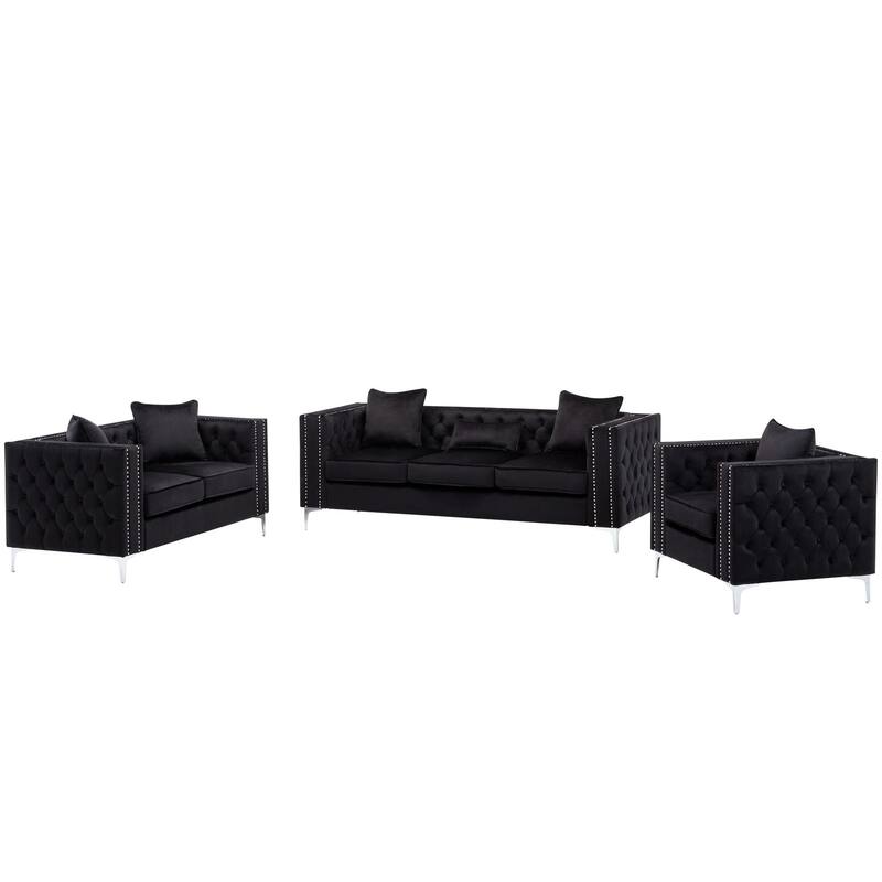 3 Piece Velvet Fabric Living Room Sofa Set