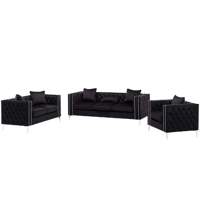 3 Piece Velvet Fabric Living Room Sofa Set