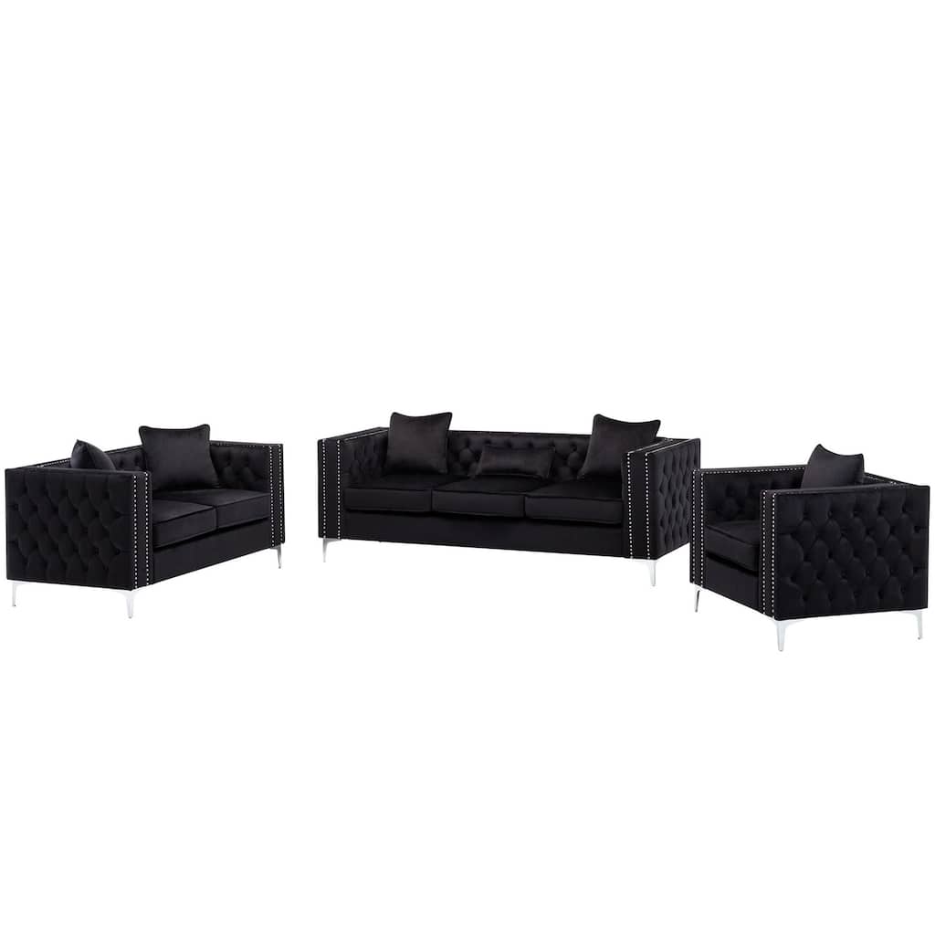3 Piece Velvet Fabric Living Room Sofa Set