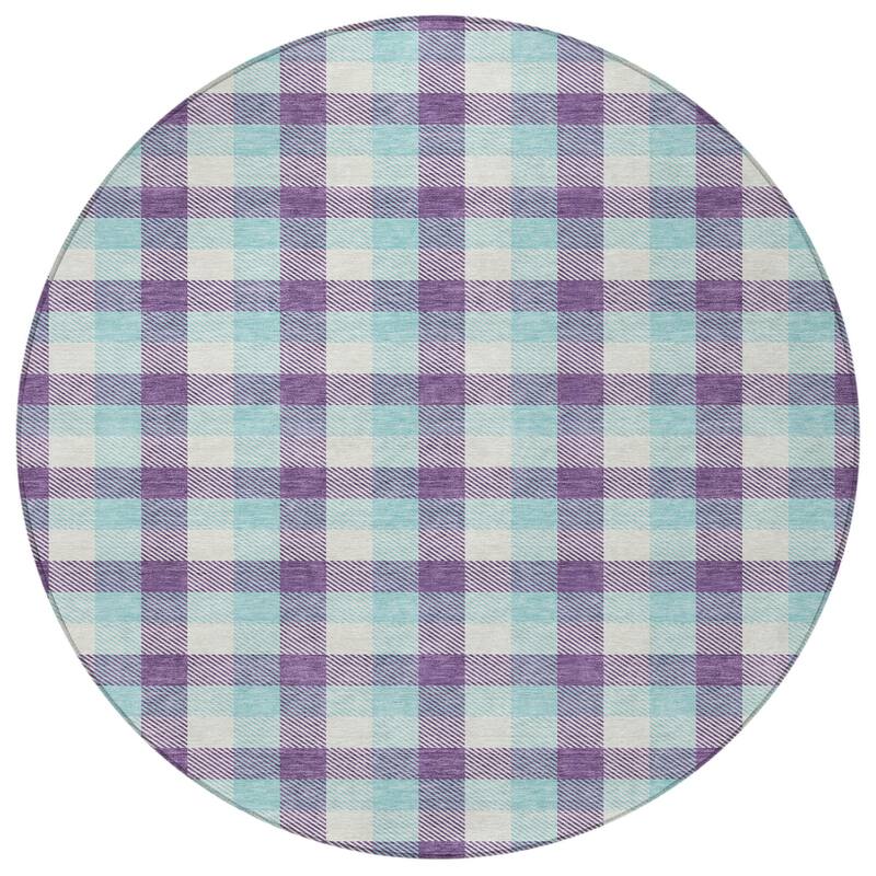 HomeRoots Plaid Transitional Rectangle Outdoor Rug