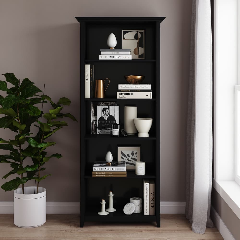 WYNDENHALL Halifax 30" Wide Solid Wood Transitional 5 Shelf Bookcase - 30"w x 14"d x 70" h
