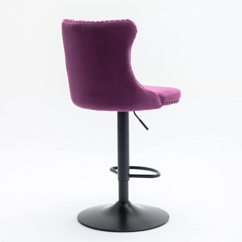 Velvet Upholstered Counter Height Wingback Barstools, Set of 2