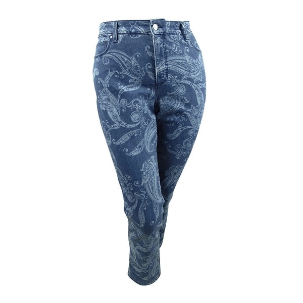 Charter Club Women's Plus Size Printed Straight-Leg Jeans. Opens flyout.