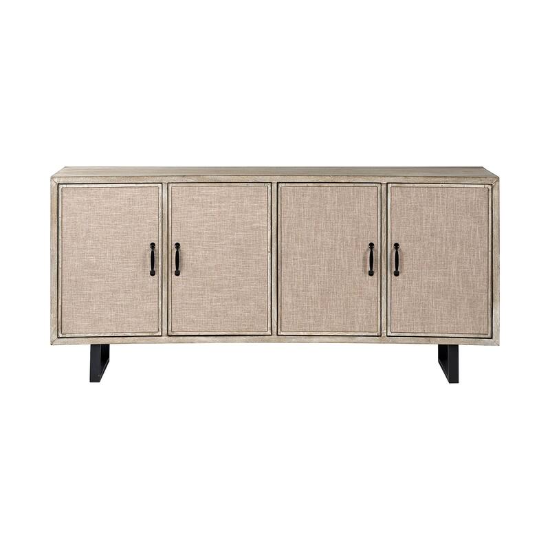 Bellefontaine II Brown Fir Veneer Frame w/ Fabric Covered Cabinet Doors Sideboard - 68.0L x 15.5W x 31.5H