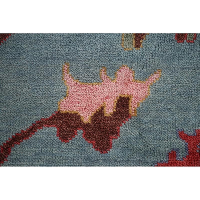 Blue Transitional Oushak Area Rug Handmade Wool Carpet - 9'3"x 11'10"