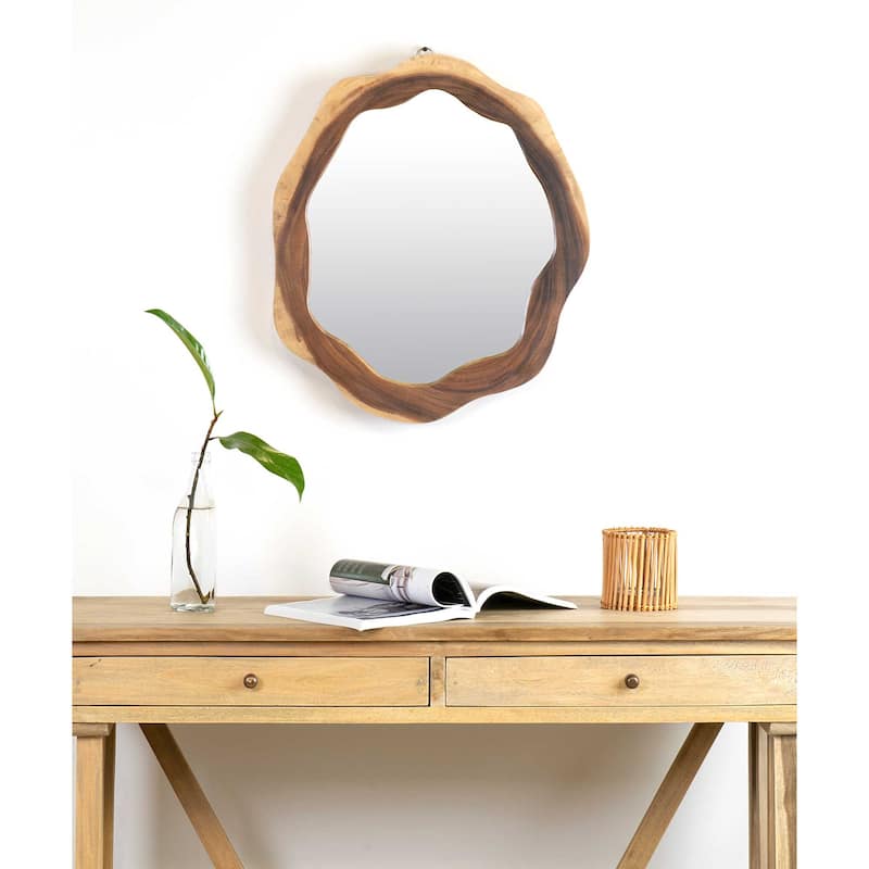 3D-Edge Solid Wood Wall Mirror by East at Main - Natural