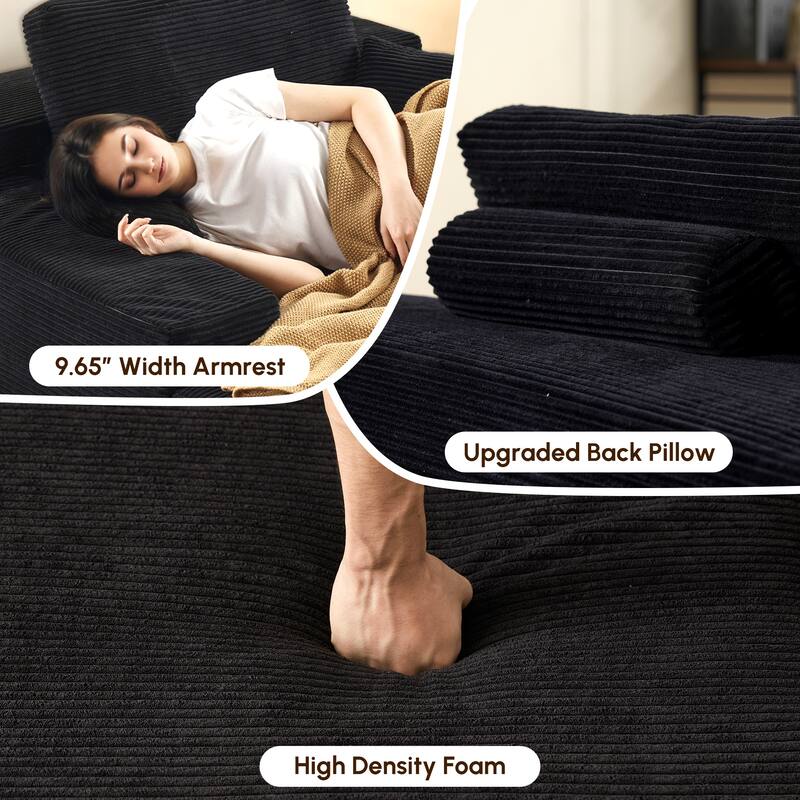 HOOOWOOO Modern Upgraded Fabric Sofa Chaise Lounge