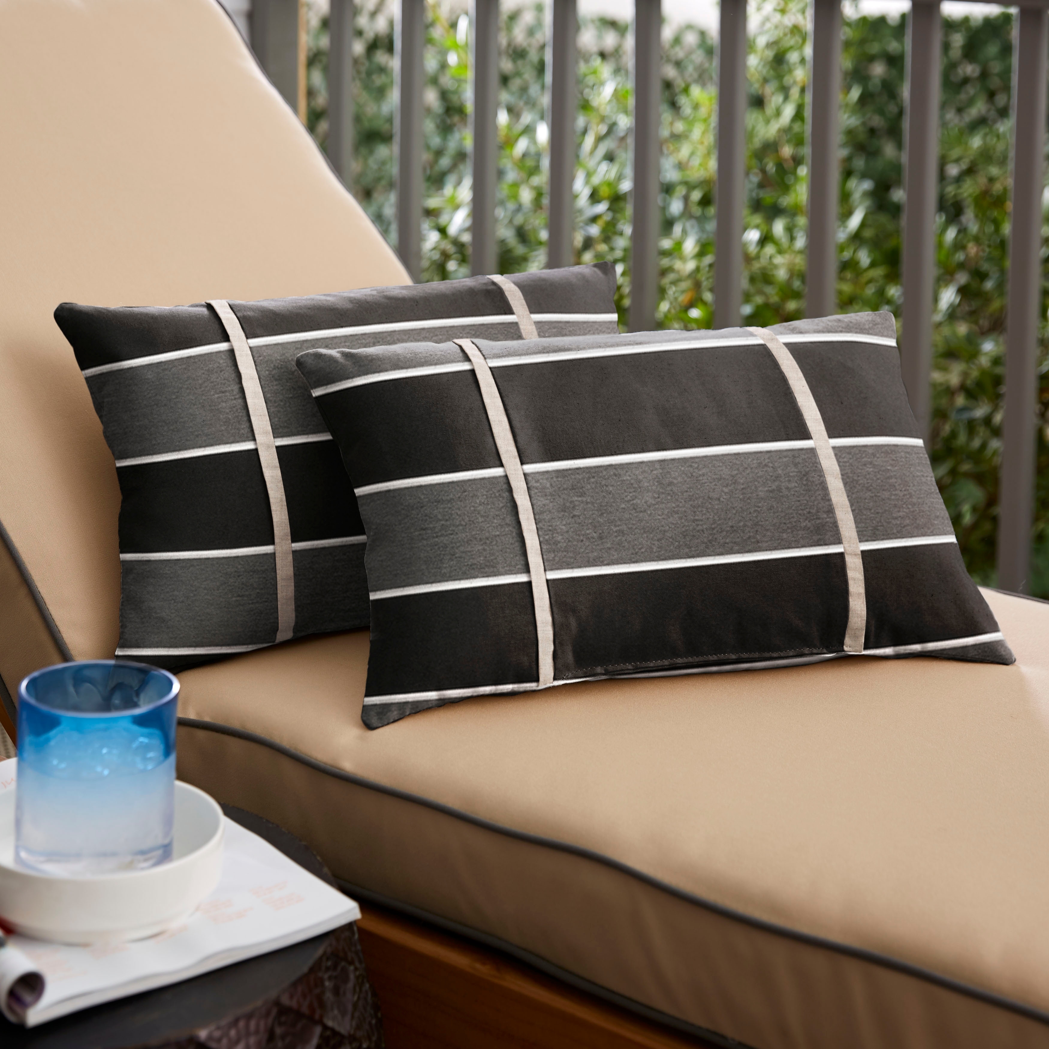 Sorra Home Sunbrella Outdoor Double Petite Flange Pillow Set of 2