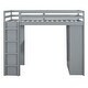 preview thumbnail 7 of 7, Full Size Loft Bed with Large Storage Shelves, Wooden Bed with Writing Desk and Led Light, Kid's Bed with Drawers, Gray