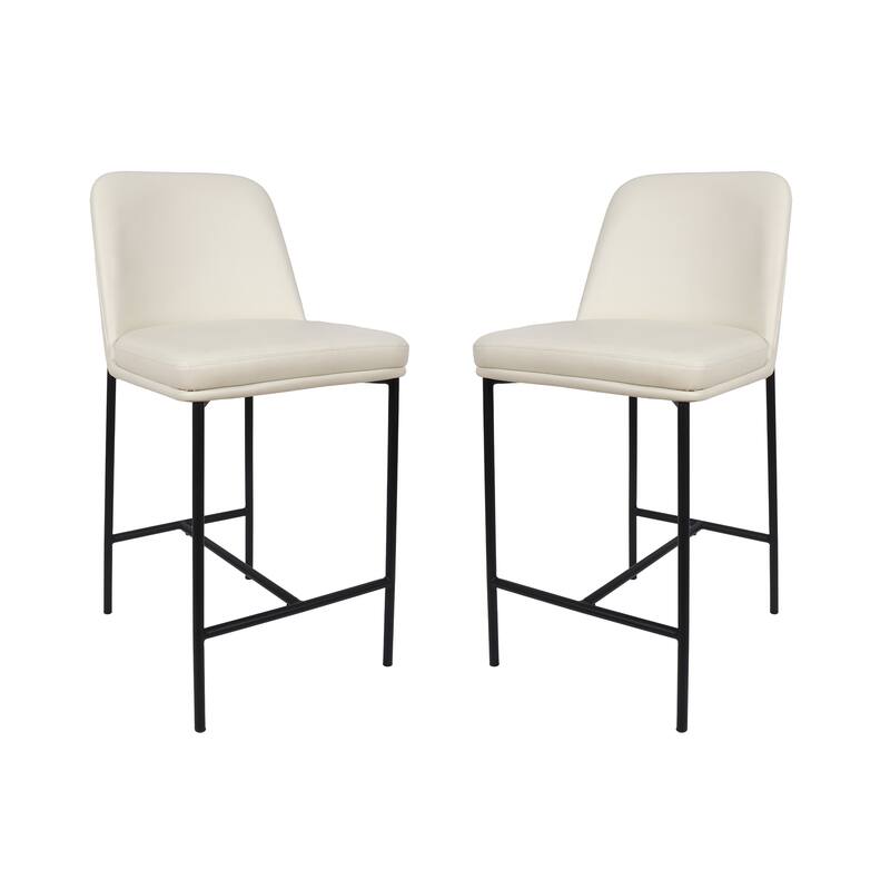 Manhattan Comfort Loft Vegan Leather Metal Counter Stool - Set of 2