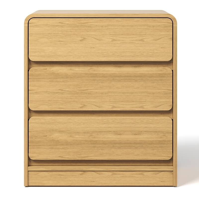 Modern Storage 3-Drawer Nightstand for Bedroom, Nursery, Living Room - Natural - 3-drawer