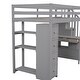 preview thumbnail 18 of 18, Twin size Loft Bed with Storage Drawers ,Desk and Stairs, Wooden Loft Bed with Shelves, No box spring required- Gray