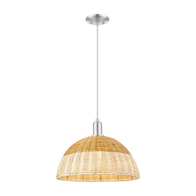 Innovations Lighting Downtown Urban - Natural Ballston Dome - 1 Light Cord Hung Mini Pendant with Basketweave Shade