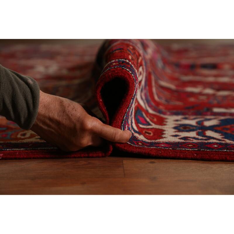 Hand Knotted Oriental 100% Wool Carpet Traditional Geometric Red Tabriz Area Rug - 10' 7'' X 7' 3''