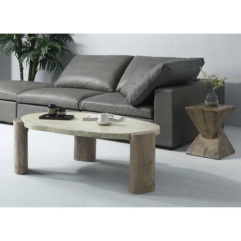 ACME Jacinda Coffee Table, Weathered Gray & Oak Finish LV01929