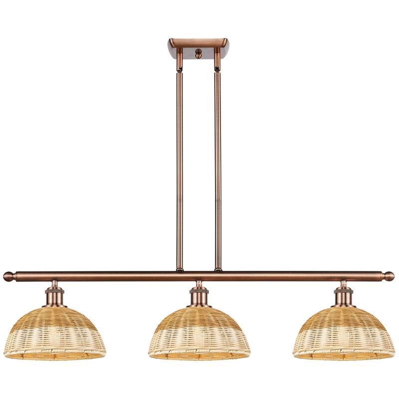 Innovations Lighting Endless Possibilities Ballston - Bristol Natural II - 3 Light 36" Stem Hung Island Light with 9" Shades - Antique Copper