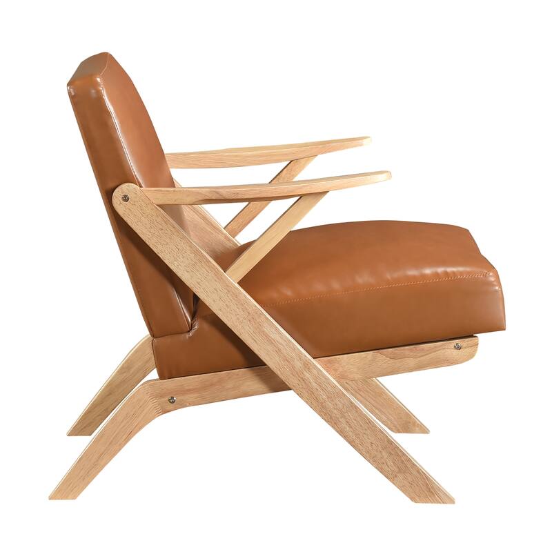 Rhys 26.5" Faux Leather Accent Chair - Solid Rubberwood Frame