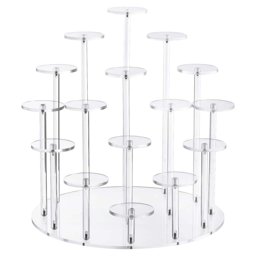 Acrylic Cupcake Stand for 16 Cupcakes Pastry Serving Platter for Birthday Party - Transparent