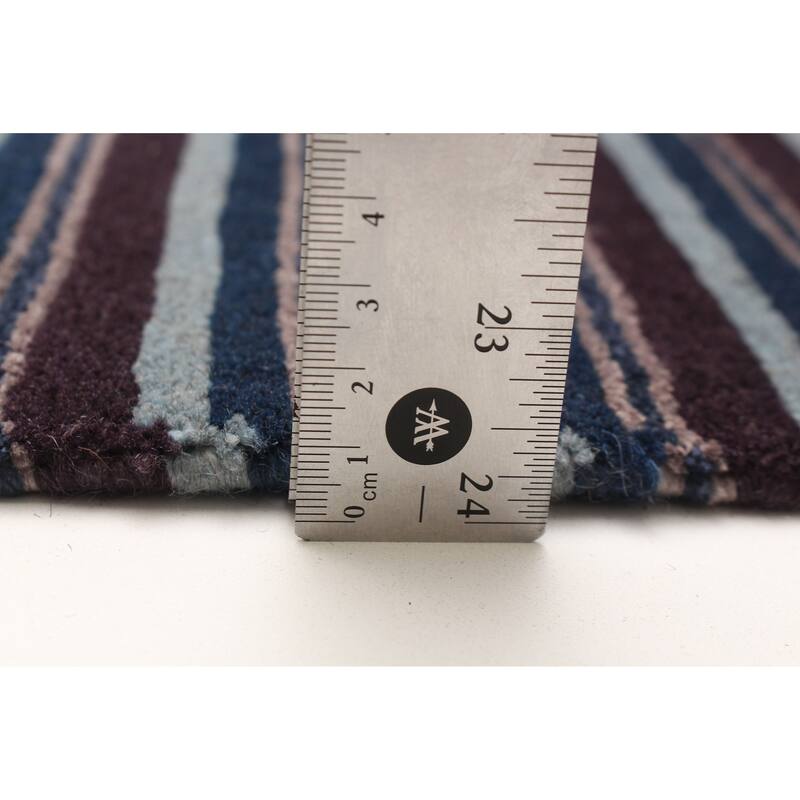 ECARPETGALLERY Hand-knotted Opulence Dark Navy Wool Rug - 3'2 x 11'6