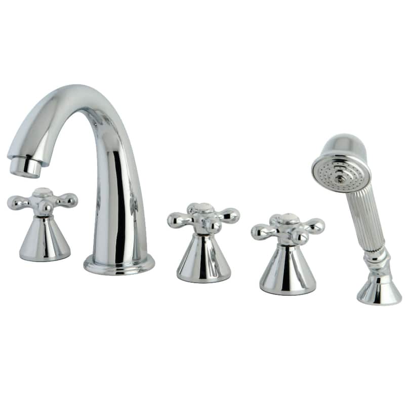 Kingston Brass Widespread Deck Mounted Roman Tub Filler with Personal - Polished Chrome