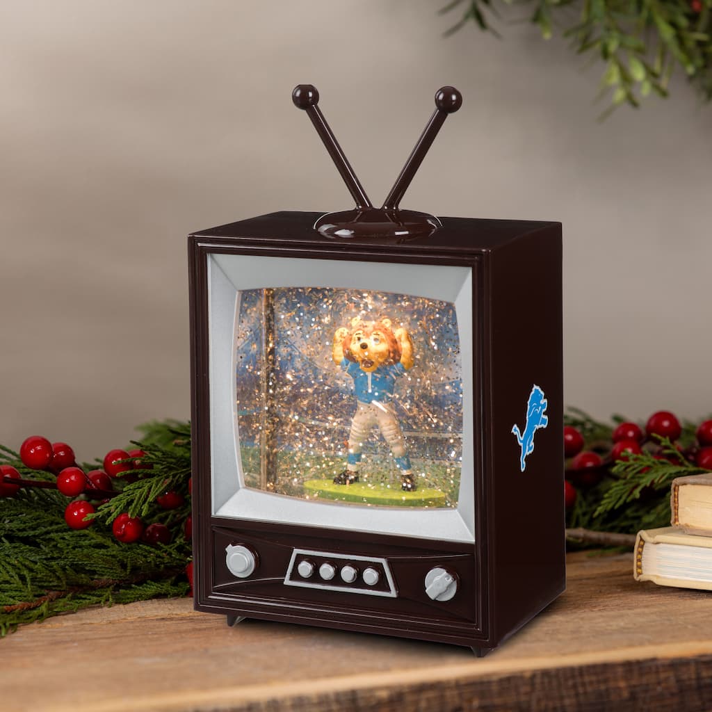 Detroit Lions 8 in. Vintage TV Light Up Water Lantern Snow Globe with Mascot