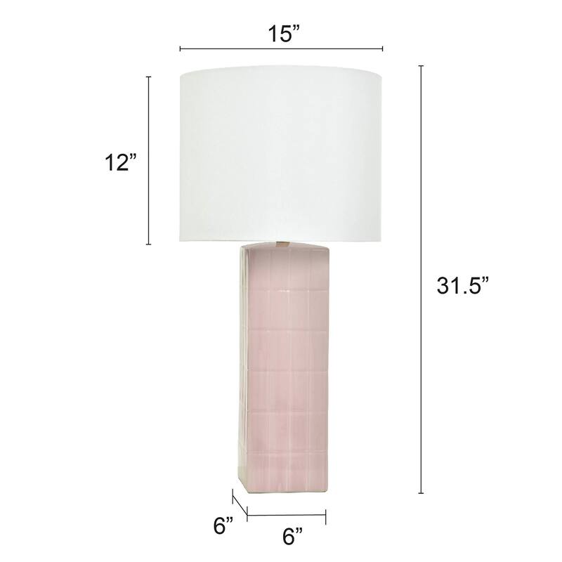 Tamara Day for Stylecraft Augustus Table Lamp - Pink Peony - Off-White Shade