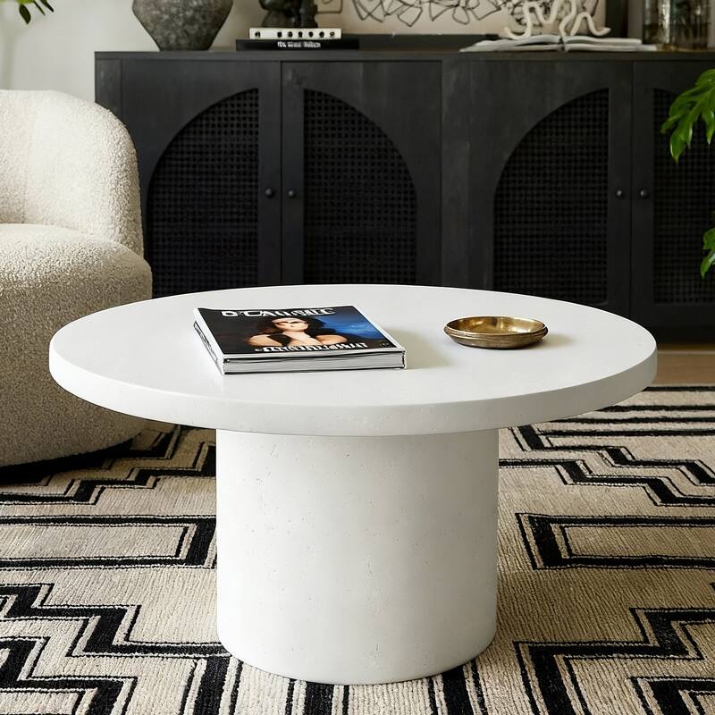 Travertine Round Coffee Table Circle Pedestal Table