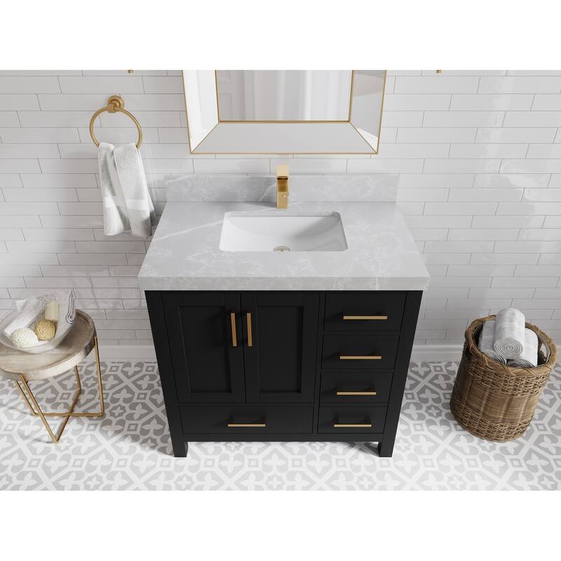 Willow Collections 36 in. W x 22 in. D Malibu Center Sink Left Bathroom Vanity with Countertop