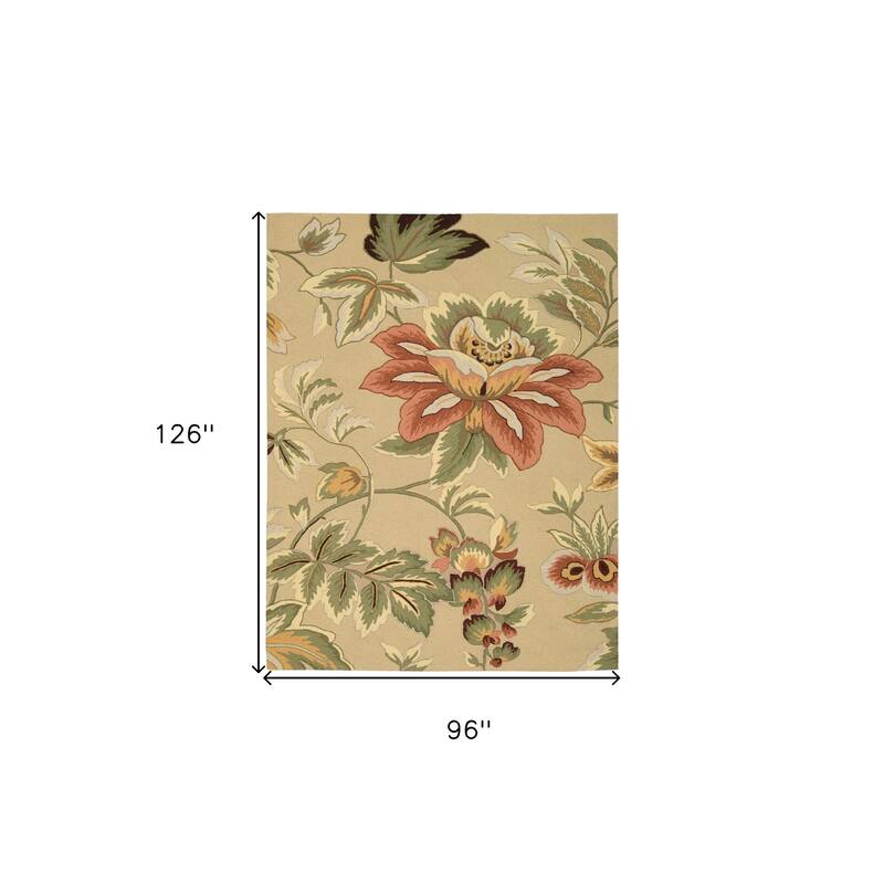 Power Loomed Floral Traditional Stain Resistant Low Pile Area Rug - 126' X '96' X '0.25