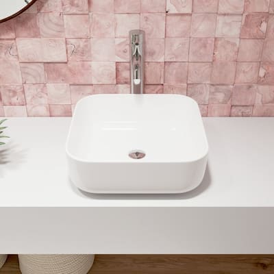 DeerValley Ace 15" Ceramic Square Vessel Bathroom Sink