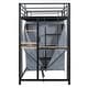 preview thumbnail 10 of 61, Loft Metal Bed with Desk,Shelves,Power Outlet,LED Light and Wardrobe