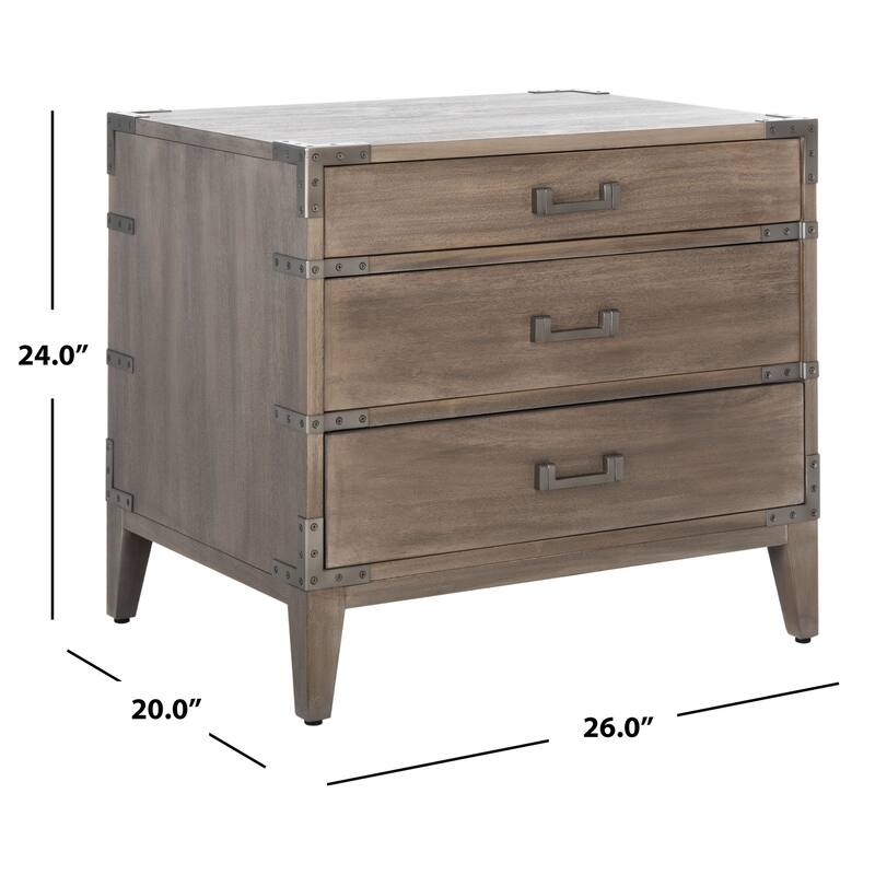 SAFAVIEH Couture Girija 3-Drawer Wood Nightstand