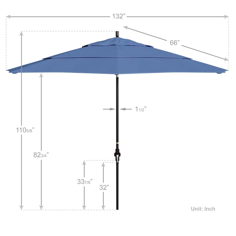 California Umbrella 11' Sun Master Patio Umbrella Bronze Aluminum Pole Fiberglass Ribs Crank Lift Collar Tilt Pacifica Capri