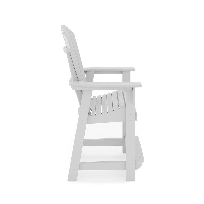 Adirondack Style Counter Chair - Stylish Hdpe Poly Lumber For Dining (Excluding the table) - Dark Gray