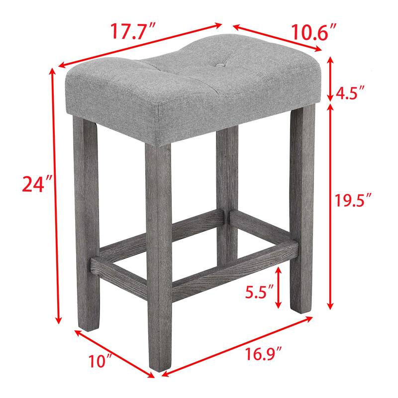 Roomfitters 5-Piece Dining Table Set with Upholstered Stools, Industrial Bar Table for Dining or Breakfast Nook