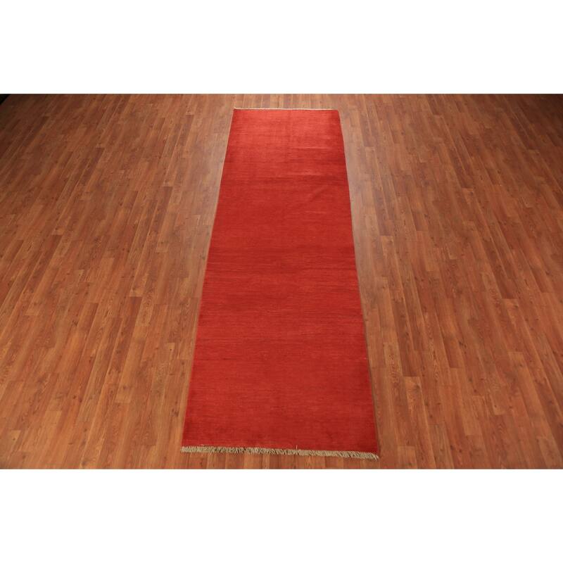Gabbeh Modern Runner Rug Handmade Foyer Wool Carpet - 3'2" x 9'8"