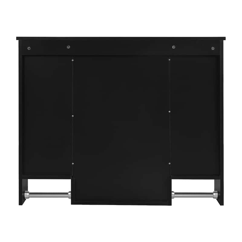 Roomfitters 35"x28" Wall Mounted Mirror Cabinet, Bathroom Storage with Towel Bar, Modern Medicine Cabinet for Wall Use, Black