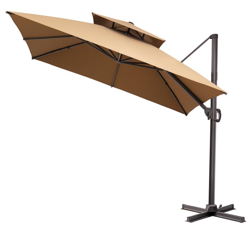 Pellebant 10 ft Square Patio Cantilever-Offset Umbrella 360 Degree Rotation