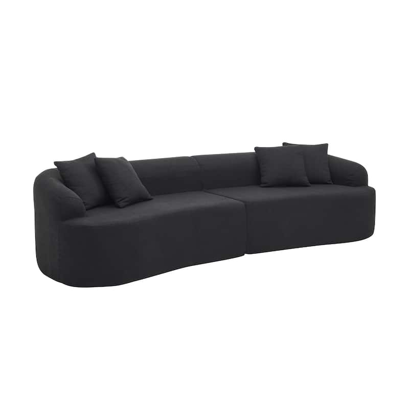 GDFStudio - Ami Curved Compressed Modular Sectional Sofa in Lamb's Wool Fabric