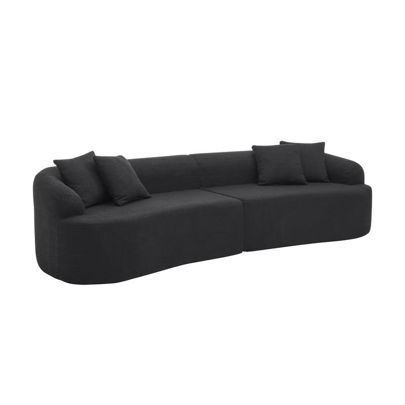 Lamb Wool Fabric Curved Sectional Sofa Modular Compressed Couch