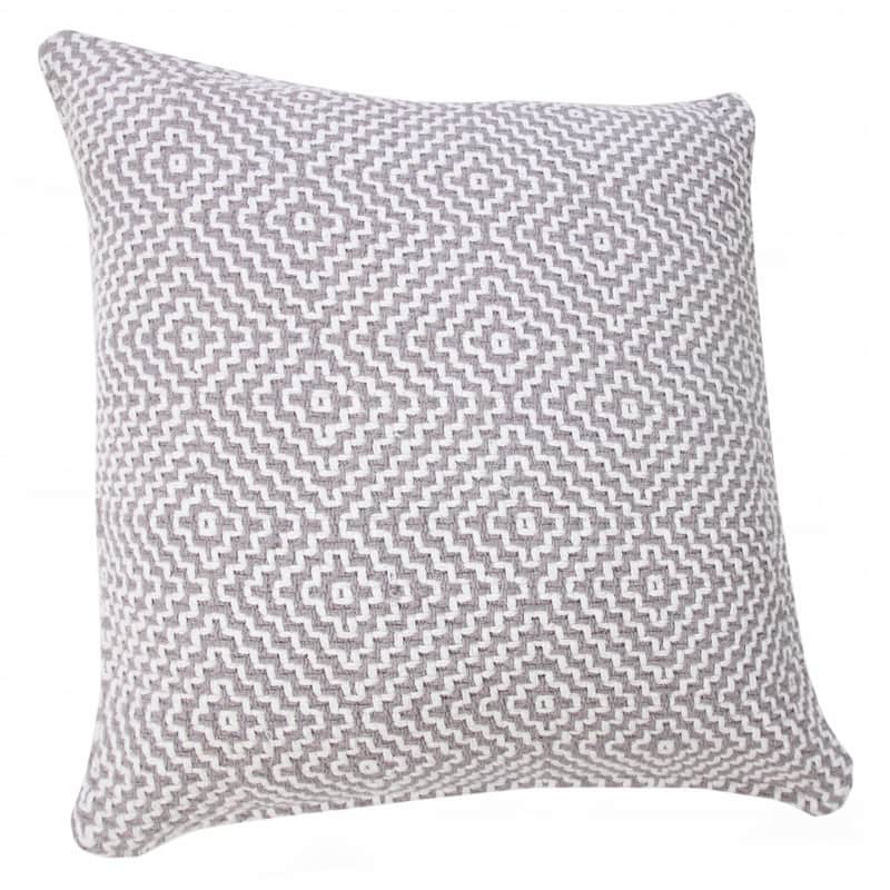 HomeRoots 20" X 20" Gray And White 100% Cotton Geometric Zippered Pillow