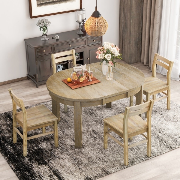 Round extendable dining set deals