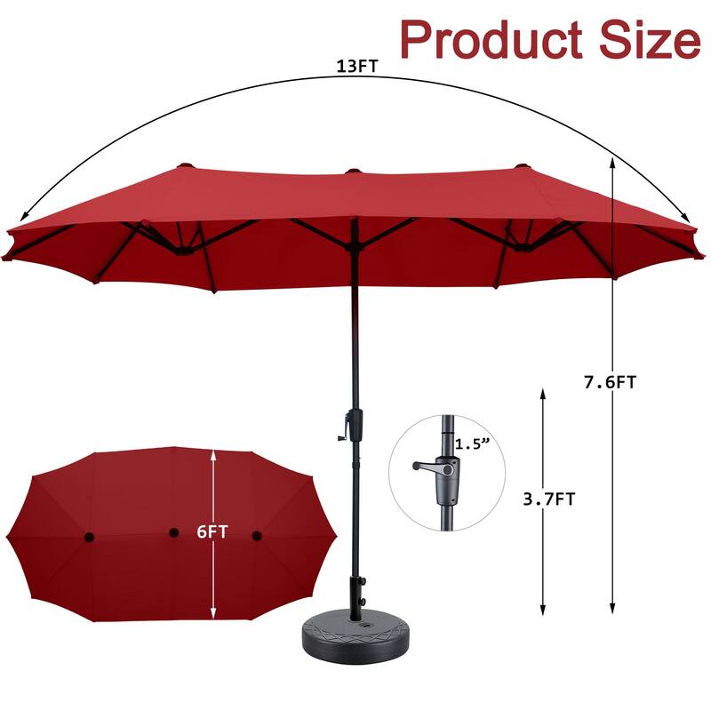 Autlaycil 13 ft Patio Umbrella with Crank Outdoor Umbrella with Base