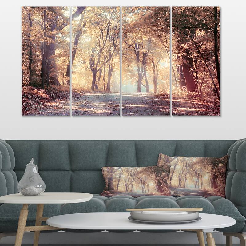 Designart "Golden Autumn Beautiful Forest" Landscape Artwork Canvas Print