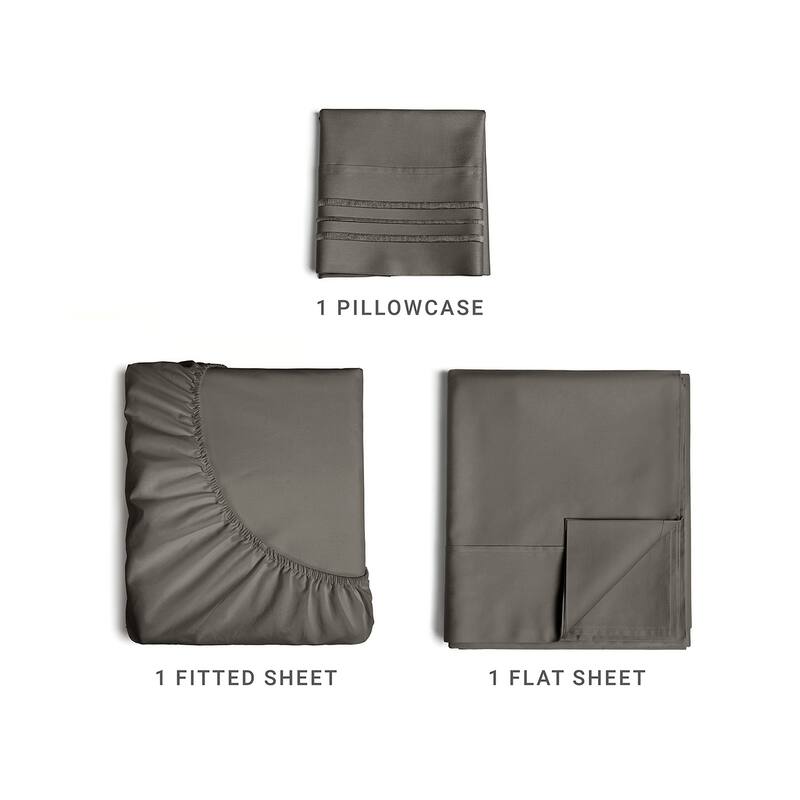 CGK Linens 4 Piece Solid Deep Pockets Microfiber, Easy-Fit Bed Sheet Set