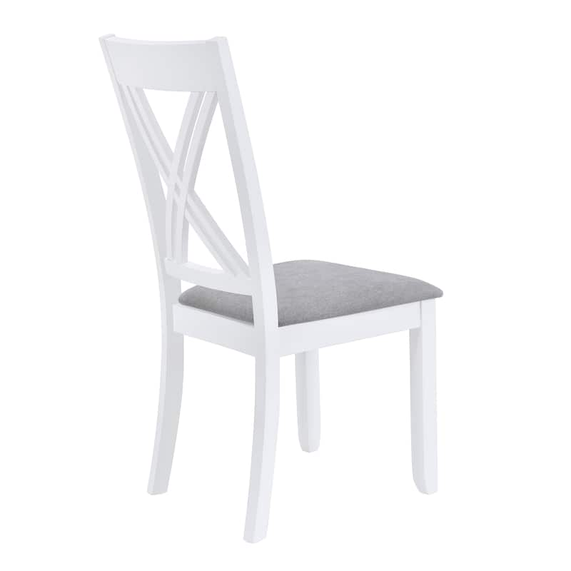 White 5-Piece Wooden Dining Table Set with 4 X-Back Chairs
