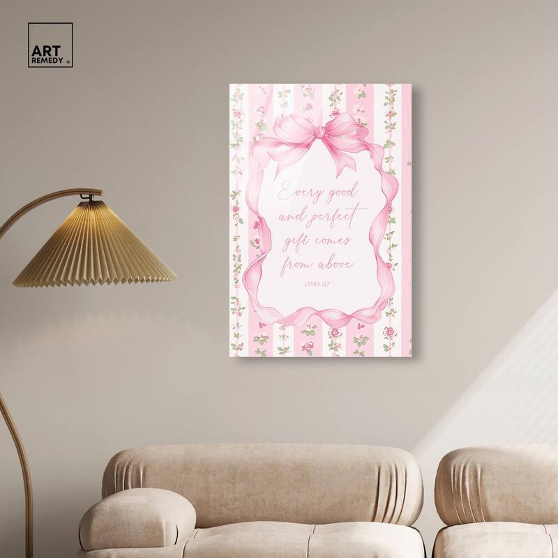 Good and Perfect Gift Bow Acrylic by Art Remedy, Ready to Hang