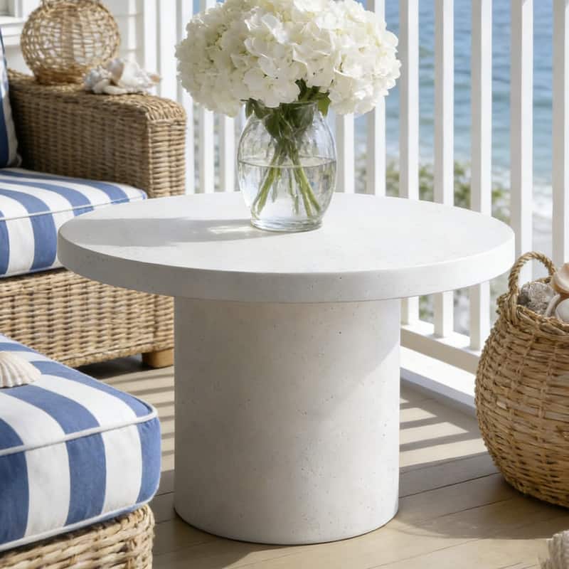 Travertine Round Coffee Table Circle Pedestal Table